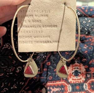 Anthropologie Geometric Pendant Hoop Earrings